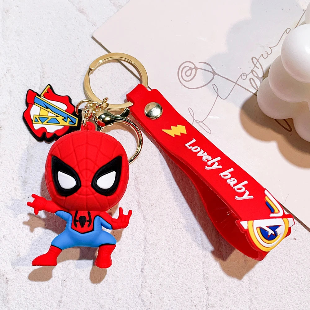 Q Version of The Marvel Series Keychain Cartoon Creative Spider-Man Doll Key Ring Schoolbag Car Key Chain Pendant Student Gifts