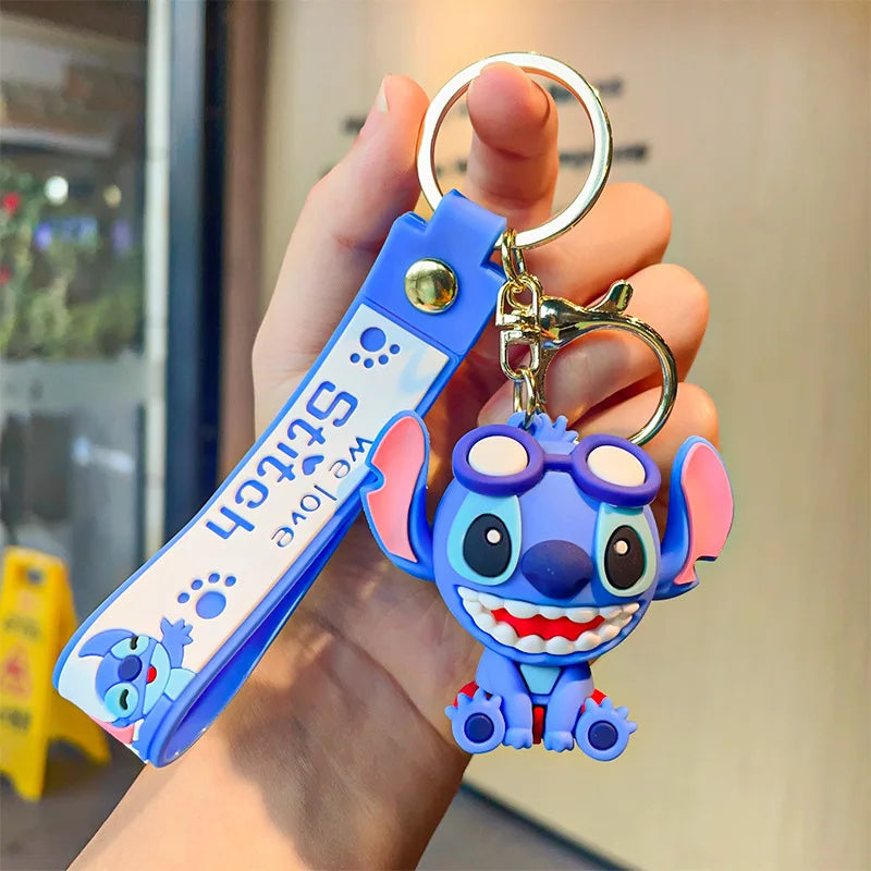 New Cartoon Anime Disney Keychain Mickey Mouse Minnie Lilo & Stitch Doll Keyring Ornament Key Chain Car Pendant Kids Toys Gift