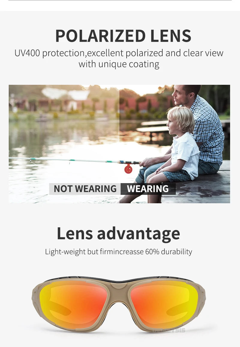 Tactical Glasses Outdoor Safety Polarized Sunglasses UV Protection for Hunting Biking Cycling Hiking Motorcycle Safety Eyewear