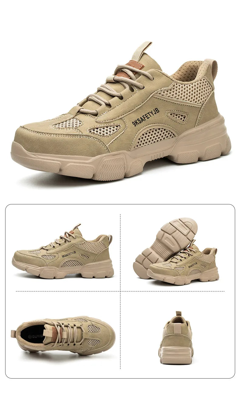 Safety Shoes Men for Work Sneaker Anti-smash Non Slip Work Shoes Steel Toe Protection Shoes Lightweight Breathable Work Boots