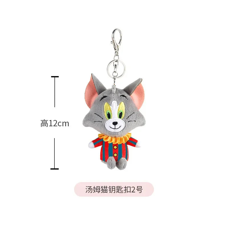 Hot 10cm Tom and Jerry Plush Keychain Mouse and Cat Cartoon Plushie Stuffed Animal Pou Doll for Kids Birthday Gift