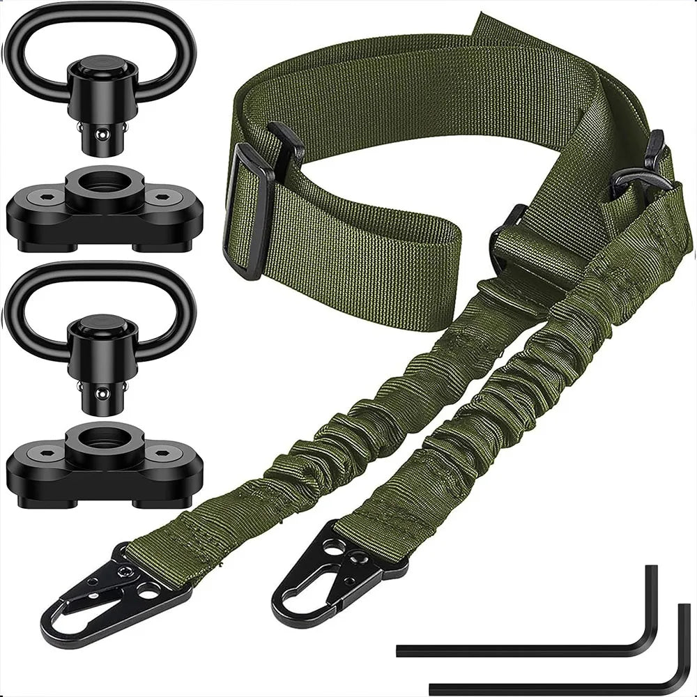 Gun Sling Two Points Rifle Sling with Length Adjuster Multi-Mission Sling Strap Outdoor AR AK Rifle Universal Gun QD sling