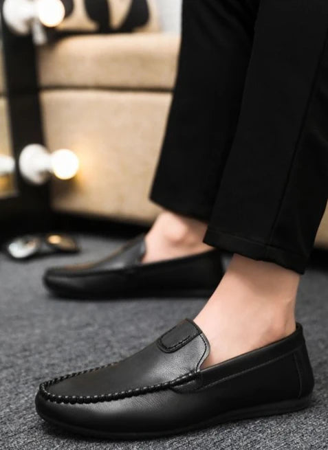 Round Toe Soft Flat Men's Leather Shoes High Quality Fashion Comfortable Designer 2025 Legitimate Luxury Sale Male Casual Shoe