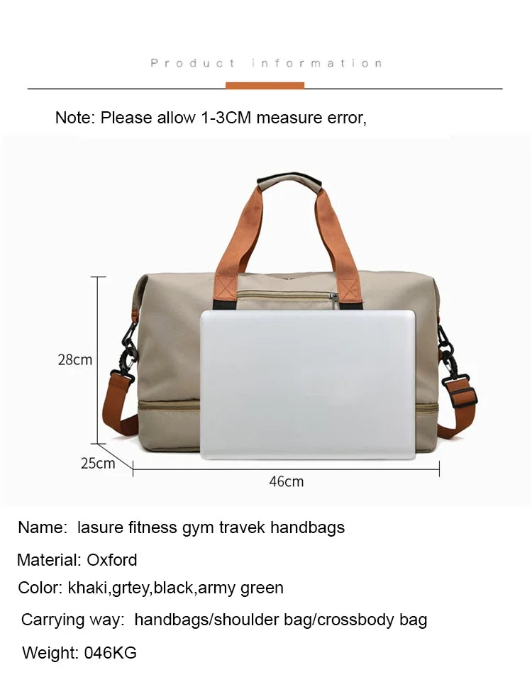 Large Capacity Fitness Bag Travel Bag Waterproof Sports Gym Bag Portable Luggage for Men Women Short Distance gym and travel bag