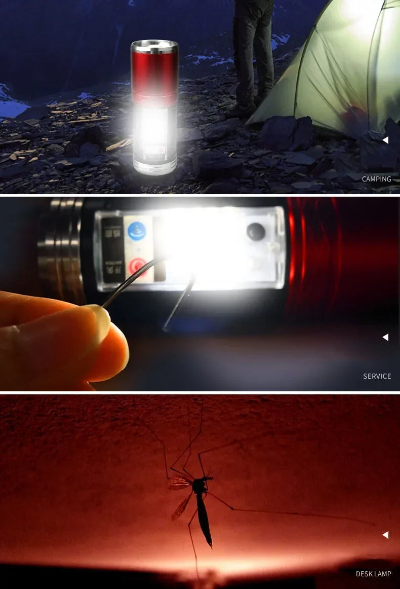 Super Bright Night Fishing Flashlight USB Rechargeable Searchlight Bait Purple Blue Handlamp 5 Light Source with Bracket