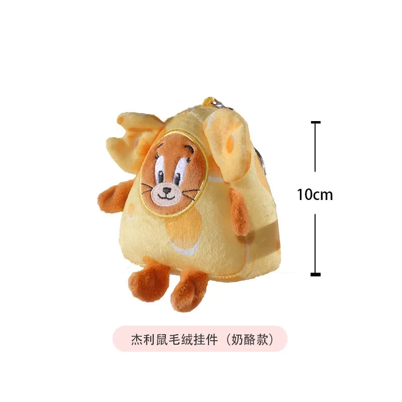 Hot 10cm Tom and Jerry Plush Keychain Mouse and Cat Cartoon Plushie Stuffed Animal Pou Doll for Kids Birthday Gift