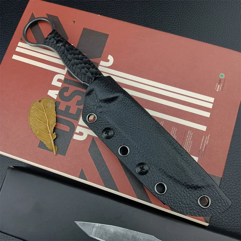 Tactical Straight Fixed Knife 8Cr13Mov Black Stonewashed Blade G10 Handle with Kydex Sheath Sharp Outdoor Camping EDC Tool