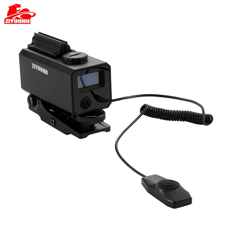 Mini Laser Rangefinder Rifle Scope with Red Dot, Multifunction Tactical Hunting Laser Range Finder, Mount on Gun, 1200m