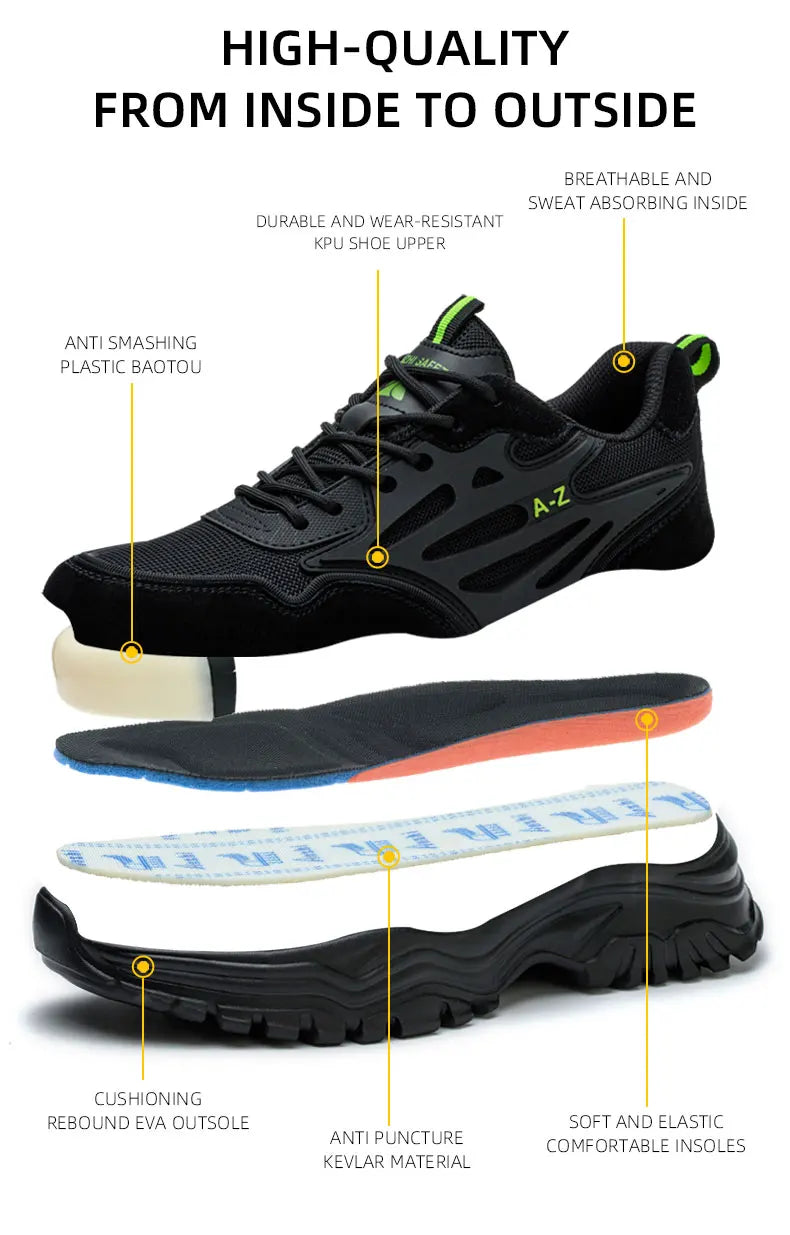 Safety Shoes Men Steel Toe Work Shoes Anti-smash Anti-puncture Indestructible Shoes Protective Boots Tactical Boots