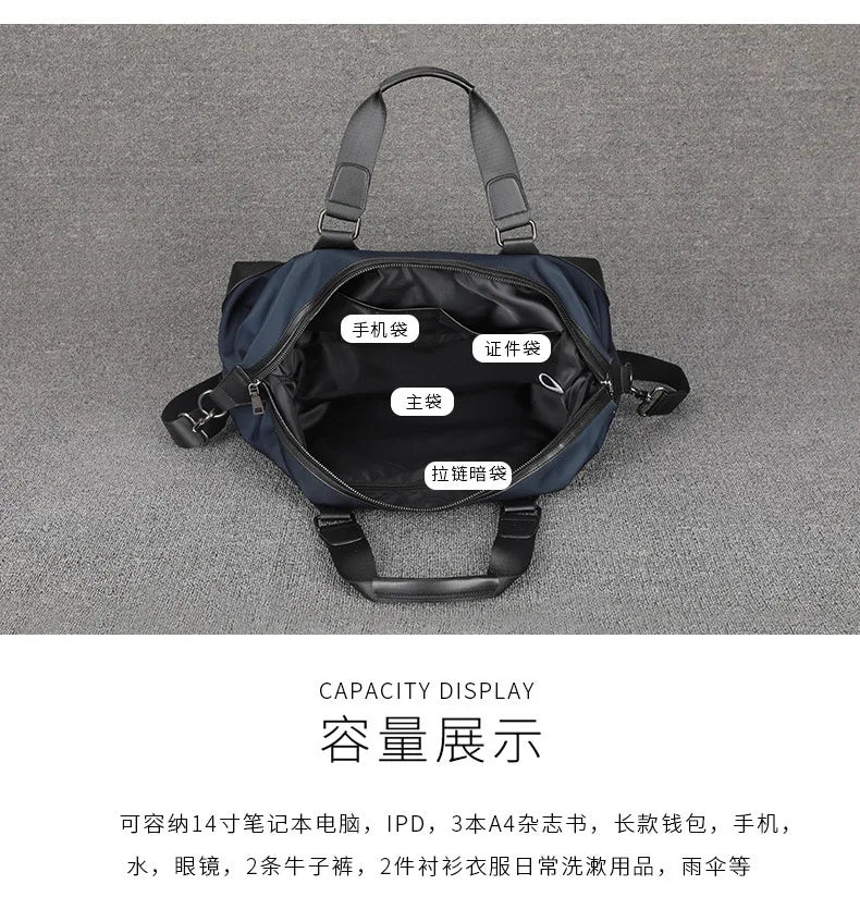 Gym Bag Men Hand-Held Luggage Bag Short Distance Large Capacity Travel Luggage Bag Business Trip Lightweight Travel Bag Leisure