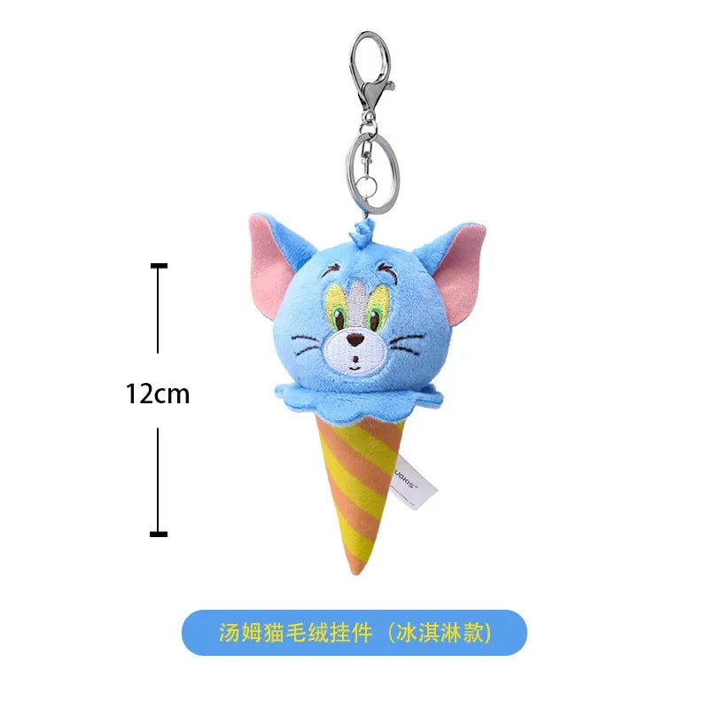 Hot 10cm Tom and Jerry Plush Keychain Mouse and Cat Cartoon Plushie Stuffed Animal Pou Doll for Kids Birthday Gift