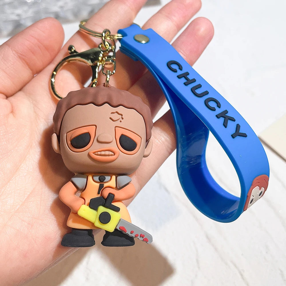 Horror Series Movie Keychain A Nightmare on Elm Street Freddie Kruger Anime Joker Doll Keyring Bag Pendent Key Chain for Friends