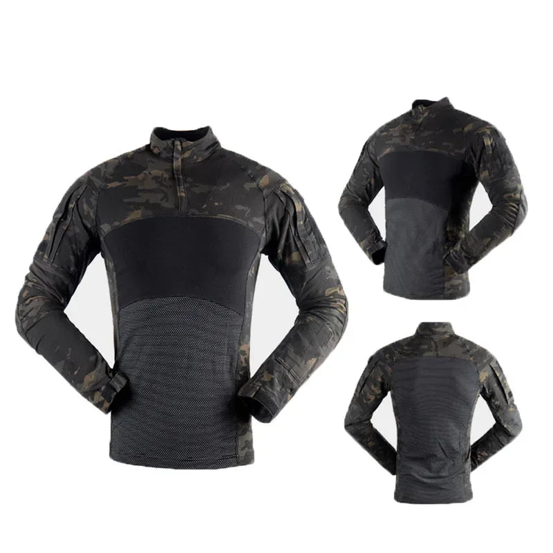 Military Tactical Shirt Men Camouflage Paintball Long Sleeve T Shirt Multicam Cotton Combat Shirts Camo Army T-Shirt