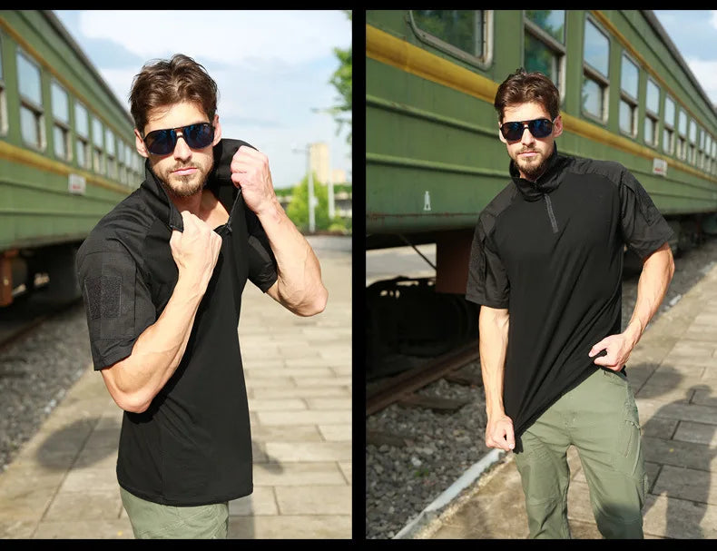 Tactical T-Shirts Men Sport Outdoor Tee Quick Dry Short Sleeve Shirt Hiking Hunting Combat Men Clothing Breathable
