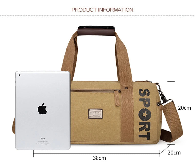 Gym Bag for Man Canvas Sports Fitness Tote Travel Luggage Handbag Outdoor Shoulder Duffle Training Tactical Bag Male Rucksack