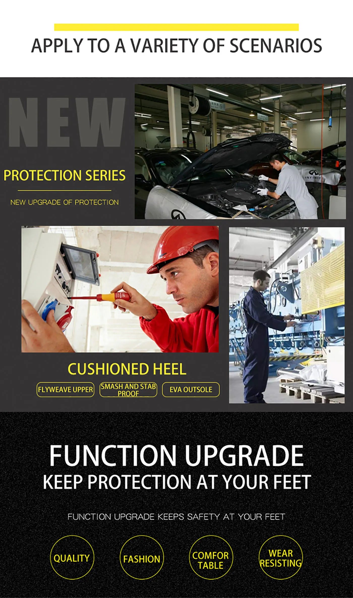 Safety shoes are anti smashing, anti piercing, lightweight, soft, comfortable, breathable, and protective work shoes