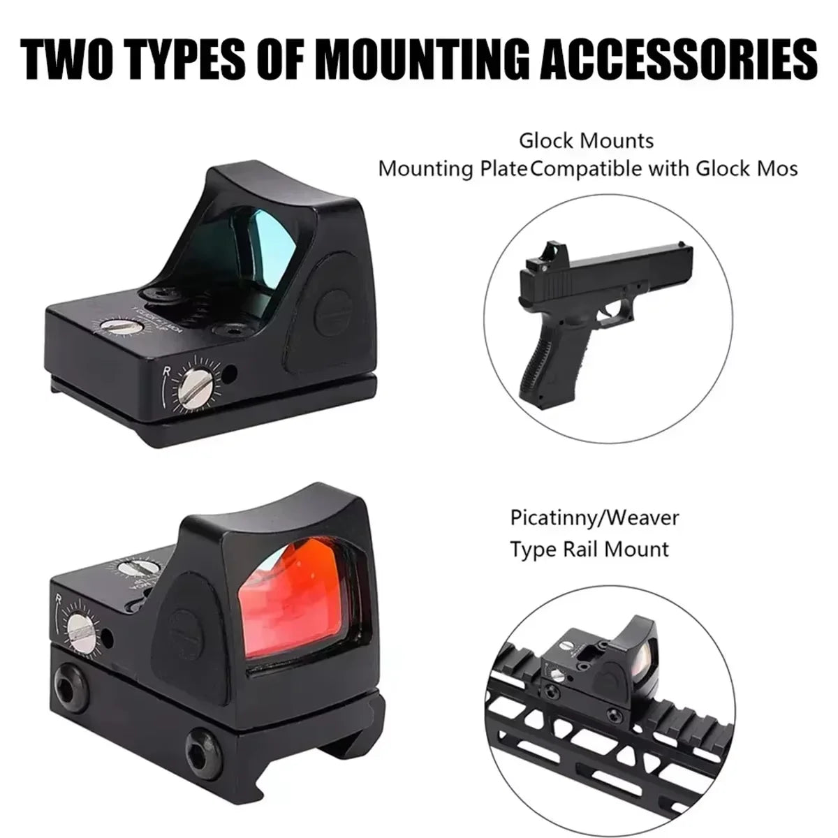 Red Dot Sight Scope RM-CC Mini Red Dot Tactical Optics Riflescope Fit 20mm Rail RMT Rifle Sight Hunting Metal-RM-HD Laser Gk