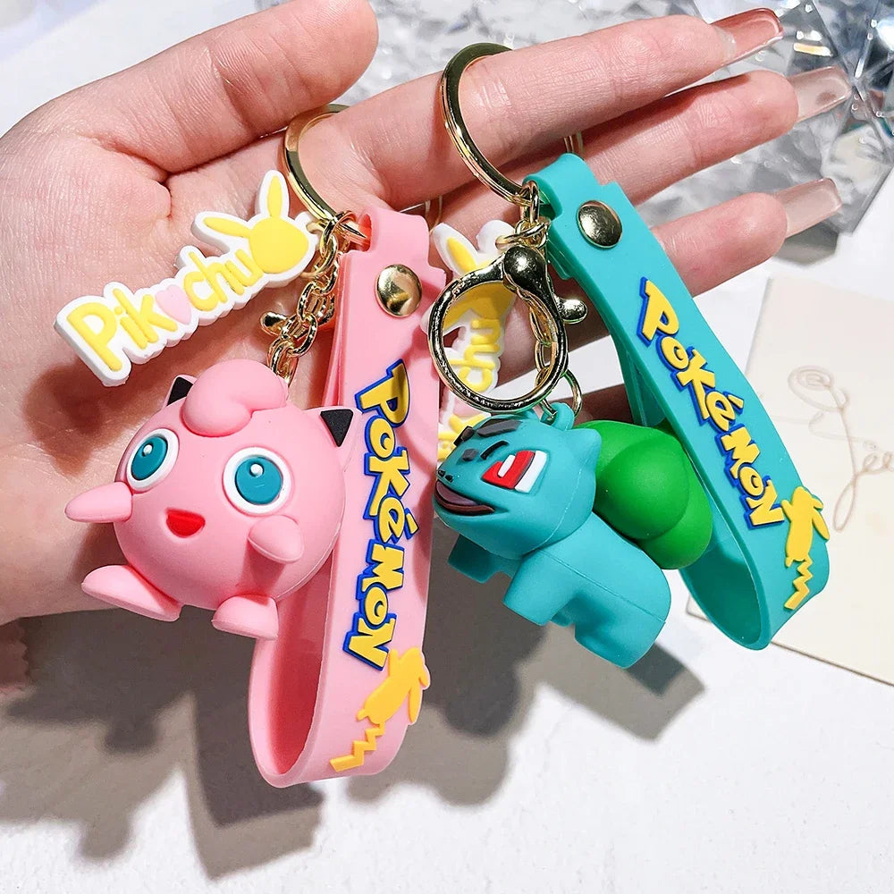 Original Pikachu figurine fashionable cartoon keychain Pokémon anime decorative model toy car decoration children's