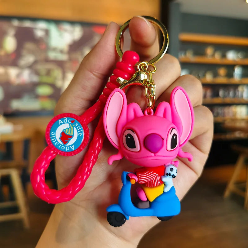 New Cartoon Anime Disney Keychain Mickey Mouse Minnie Lilo & Stitch Keyring Key Chain Car Pendant Kids Toys Gift Wholesale