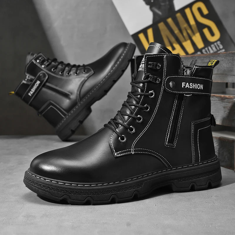 High-top boots, British style, casual and versatile, men's shoes for workwear