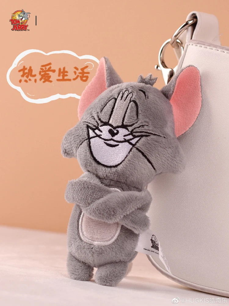 Hot 10cm Tom and Jerry Plush Keychain Mouse and Cat Cartoon Plushie Stuffed Animal Pou Doll for Kids Birthday Gift