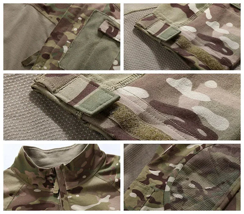 Military Tactical Shirt Men Camouflage Paintball Long Sleeve T Shirt Multicam Cotton Combat Shirts Camo Army T-Shirt