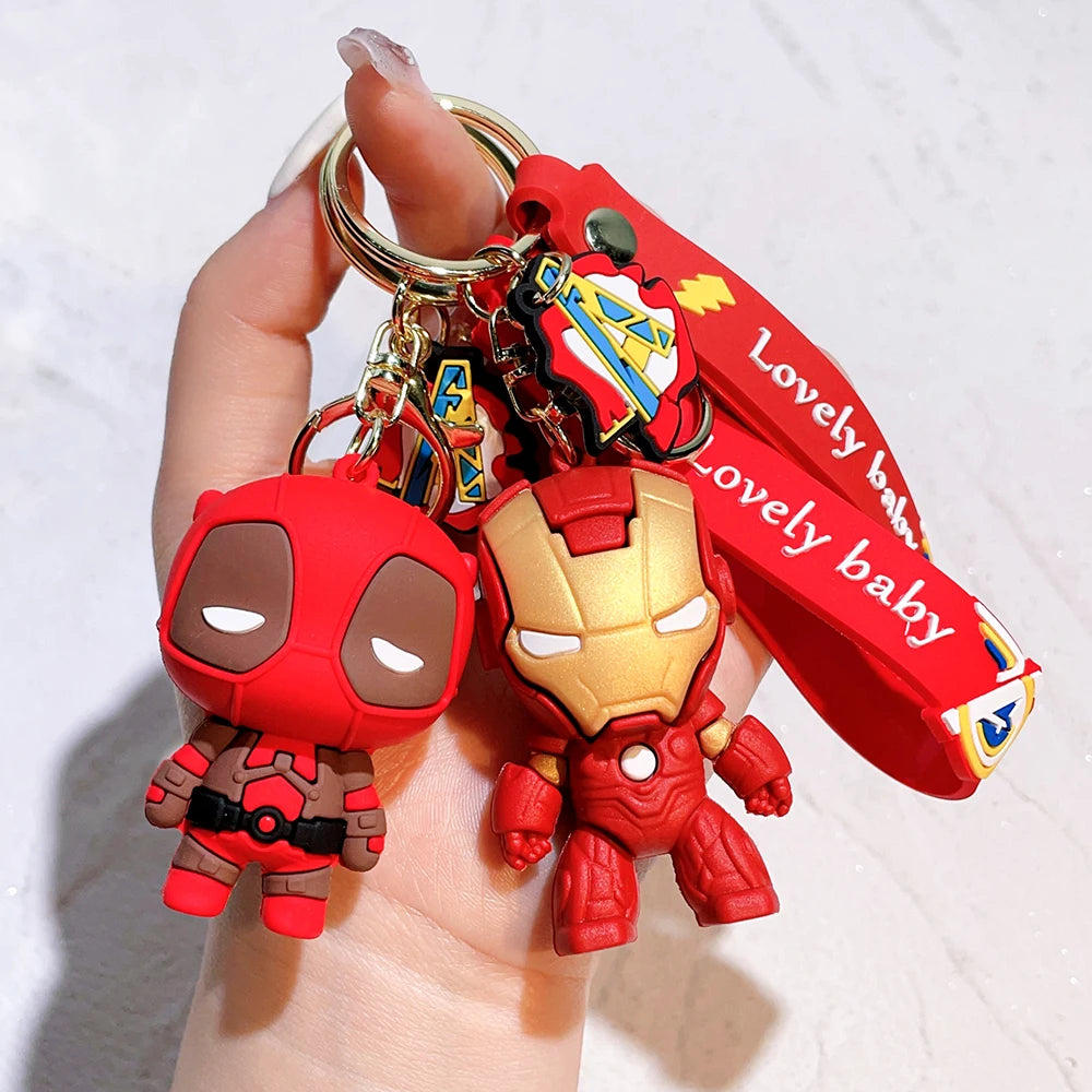 Q Version of The Marvel Series Keychain Cartoon Creative Spider-Man Doll Key Ring Schoolbag Car Key Chain Pendant Student Gifts