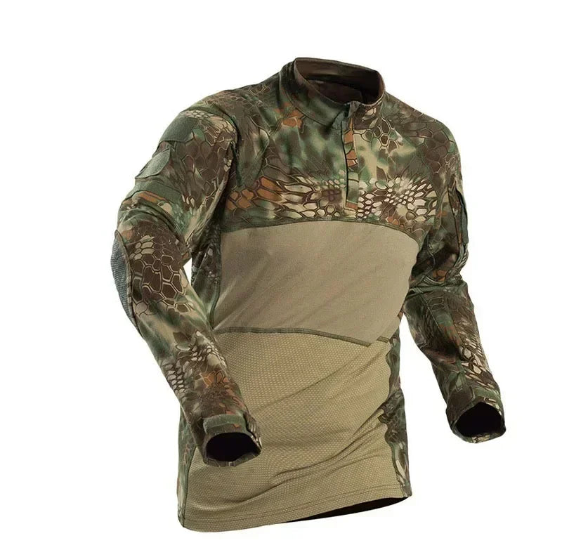 Military Tactical Shirt Men Camouflage Paintball Long Sleeve T Shirt Multicam Cotton Combat Shirts Camo Army T-Shirt
