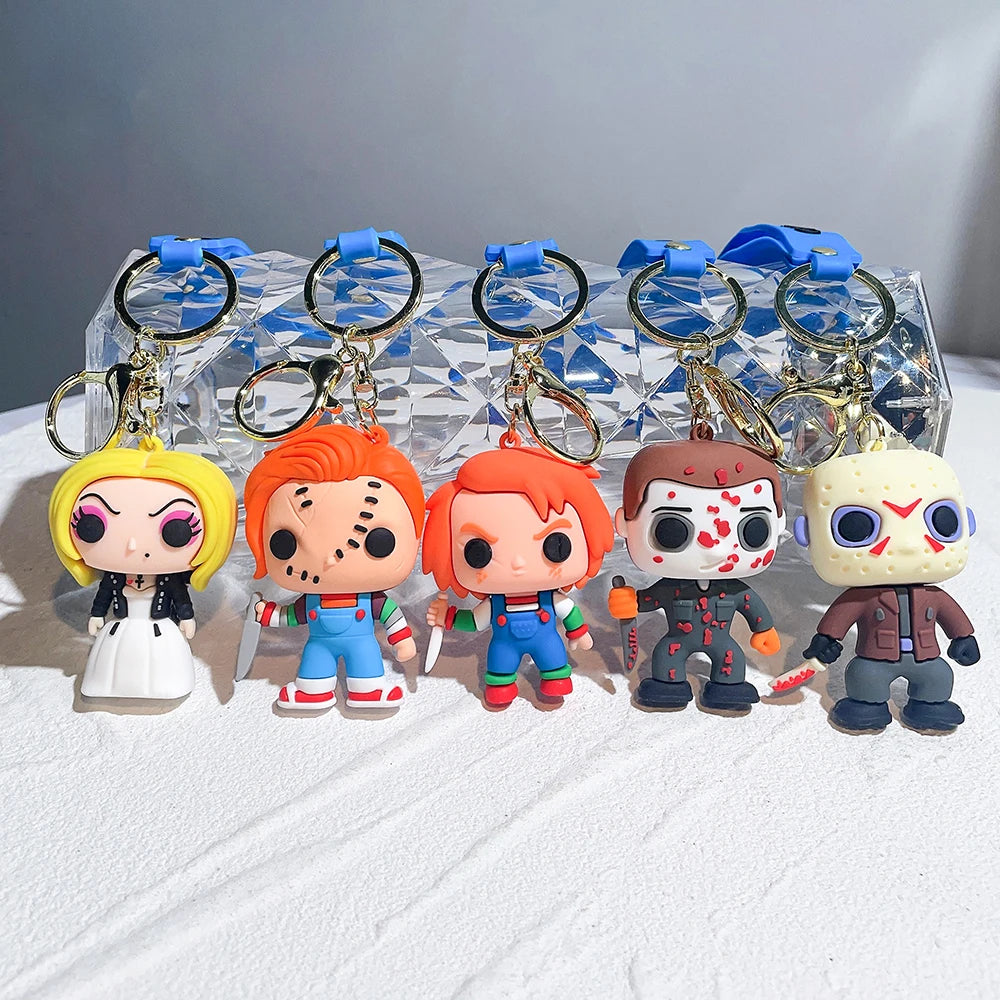 Horror Series Movie Keychain A Nightmare on Elm Street Freddie Kruger Anime Joker Doll Keyring Bag Pendent Key Chain for Friends
