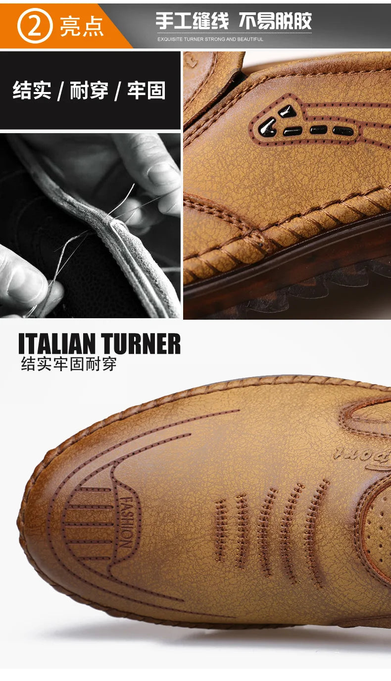 Handmade Leather Shoes Men Casual Sneakers Comfort Design Man Shoe Business Leather Loafers Men Shoes Moccasins Tooling Shoe