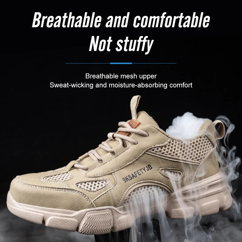 Safety Shoes Men for Work Sneaker Anti-smash Non Slip Work Shoes Steel Toe Protection Shoes Lightweight Breathable Work Boots