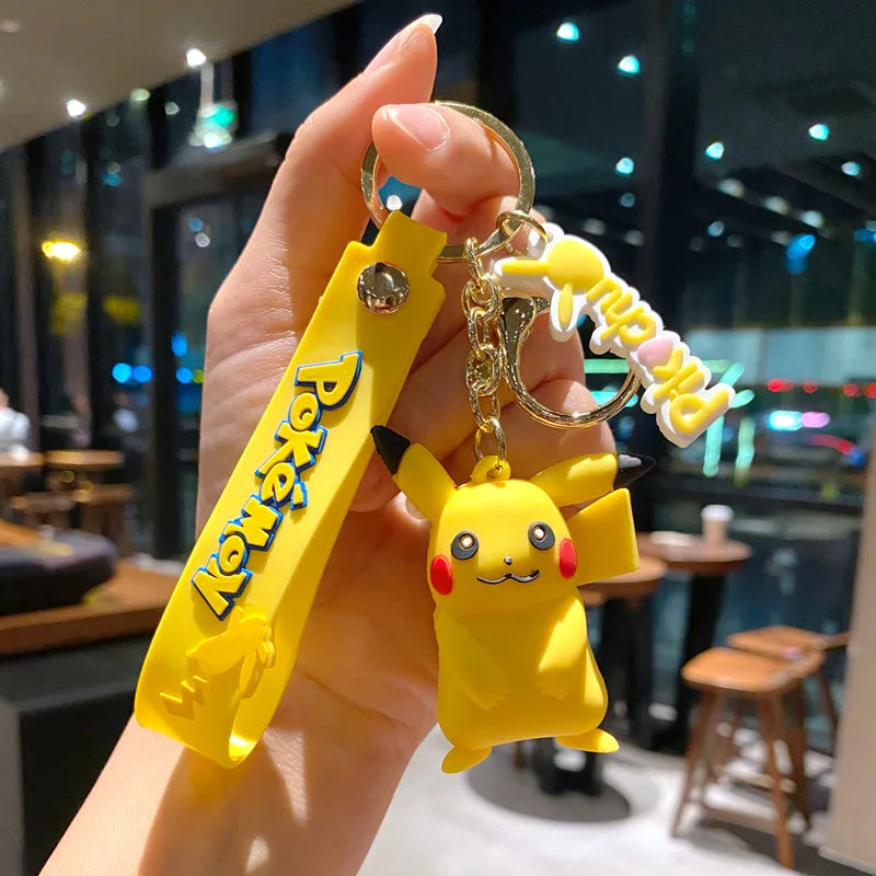 New Pokemon Pikachu Keychain Anime Cartoon Key Chain Charmander Psyduck Fashion Bag Keyring Pendant Accessories Toys Kids Gifts