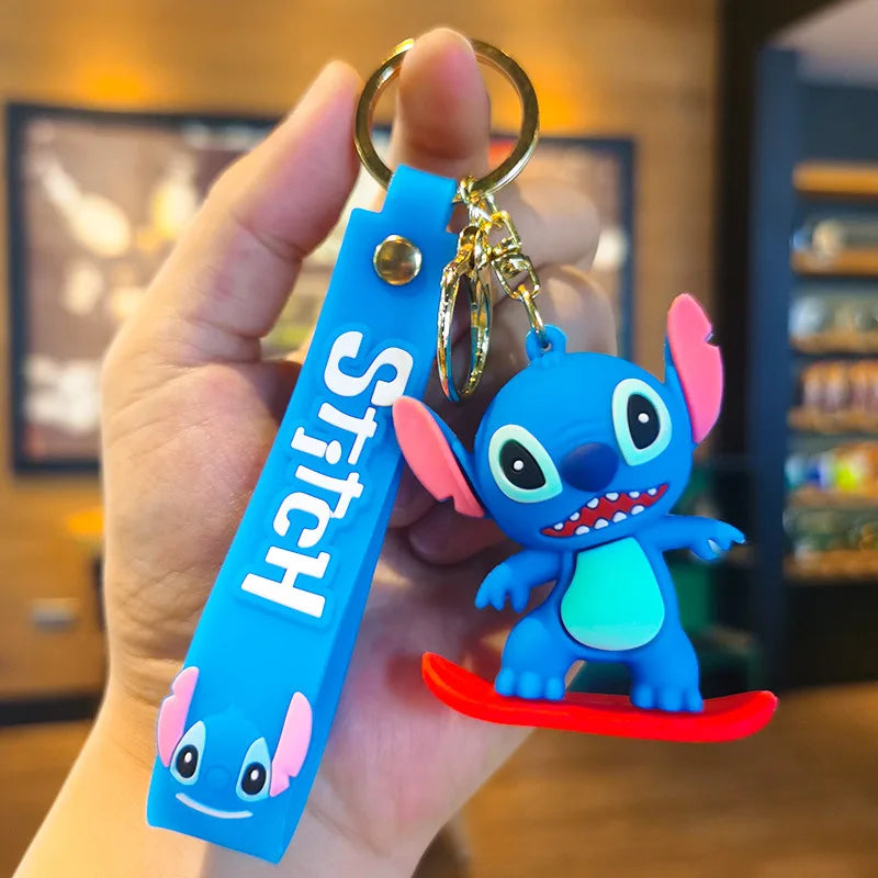 New Cartoon Anime Disney Keychain Mickey Mouse Minnie Lilo & Stitch Keyring Key Chain Car Pendant Kids Toys Gift Wholesale