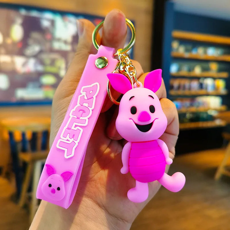 New Cartoon Anime Disney Keychain Mickey Mouse Minnie Lilo & Stitch Doll Keyring Ornament Key Chain Car Pendant Kids Toys Gift
