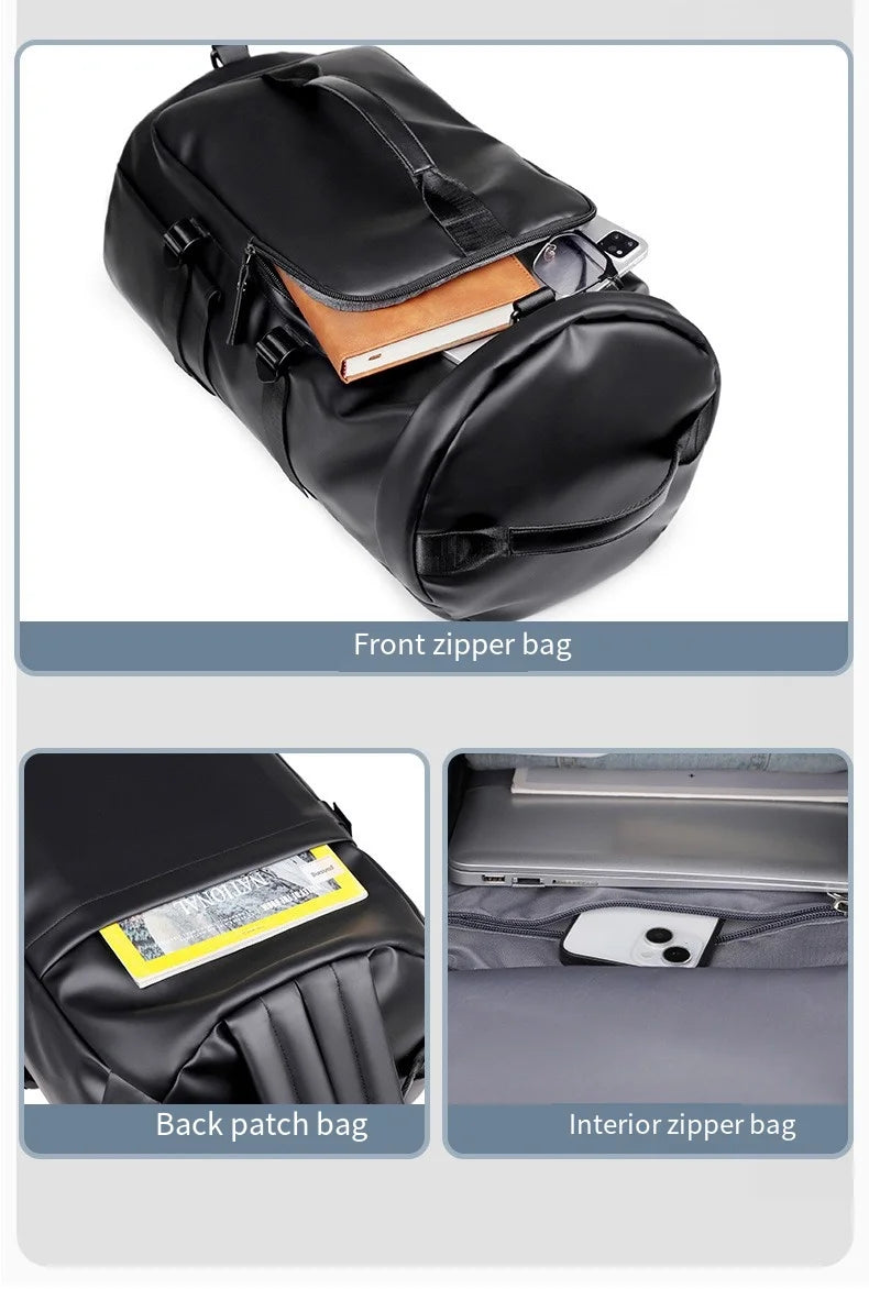 Sports Backpack, Large-Capacity Cylindrical Gym Bag, Unisex Training Bag, Dry and Wet Separation Handbag, Multi-Purpose Water-Repellent Travel Bag, Single Shoulder Crossbody Bag