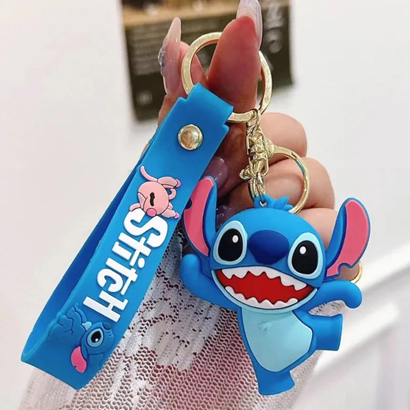 Wholesale Anime Disney Keychain New Mickey Mouse Minnie Lilo & Stitch Doll Keyring Ornament Key Chain Car Pendant Kid Toys Gifts
