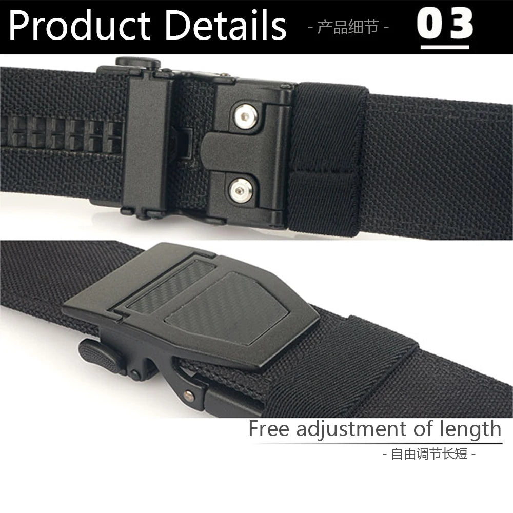 TUSHI Tactical Military Belt for Men Sturdy Nylon Metal Automatic Buckle Police Duty Gun Belt Outdoor Girdle IPSC Accessories