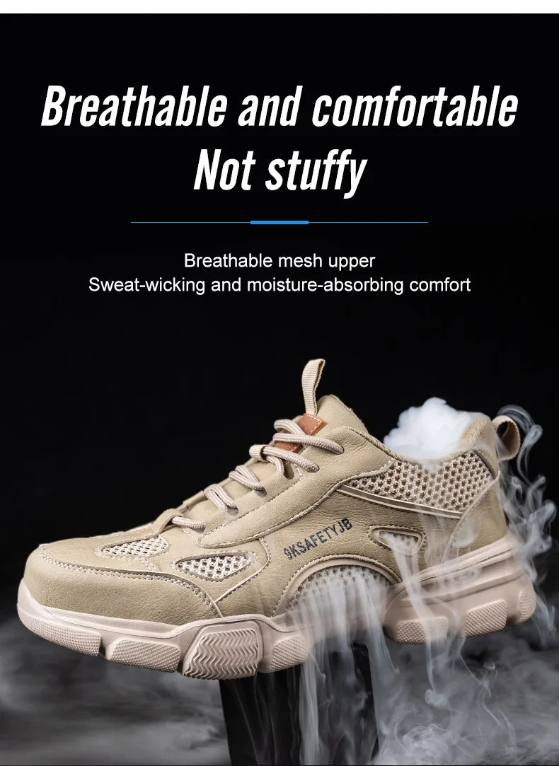 Safety Shoes Men for Work Sneaker Anti-smash Non Slip Work Shoes Steel Toe Protection Shoes Lightweight Breathable Work Boots