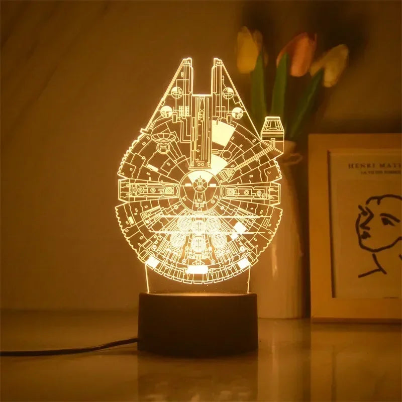 Star Wars Character 3D Model LED Night Light Anime Desk Lamp Cool Action Doll Toys Children's Boys and Girls Birthday Gifts