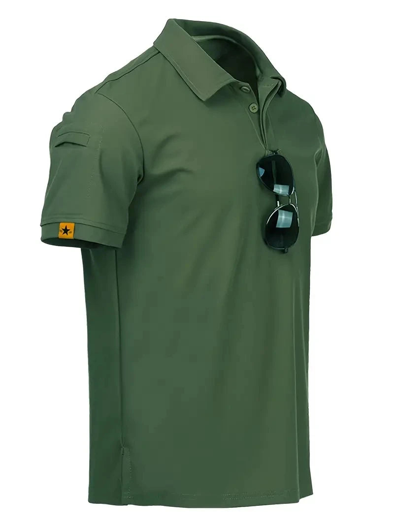 Tactical Military T-shirt Outdoor Breathable Army Combat T Shirt Quick Dry Hunting Camping Hiking Fishing Lapel Polos Tee Tops