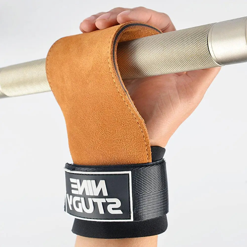 Gym Gloves Three Fingers Cowhide Weightlifting Workout Hand Palm Protector Gymnastics Hand Grips Pull up, Kettlebells, Training