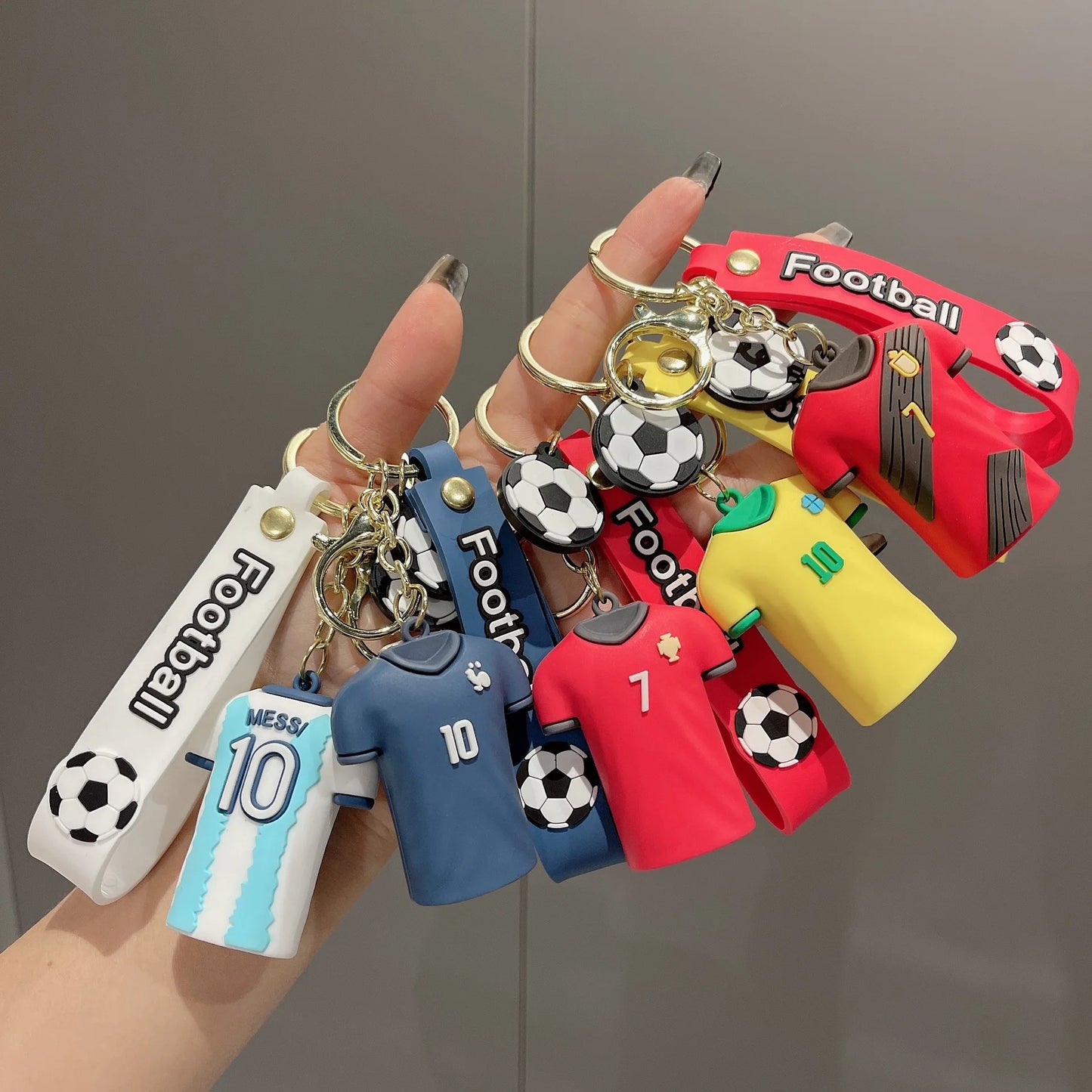 Football Jersey Keychain Messi Colorful Men's T-shirt Keyring Creative Couple Bag Car Pendant Gifts for Fans