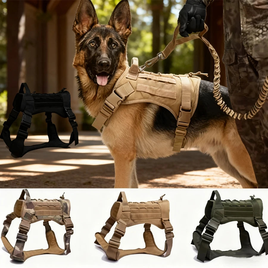 Tactical Dog Harness Military Training Padded Quick Release Vest Pet Training Dog Harness For Set Small Medium Large Dogs