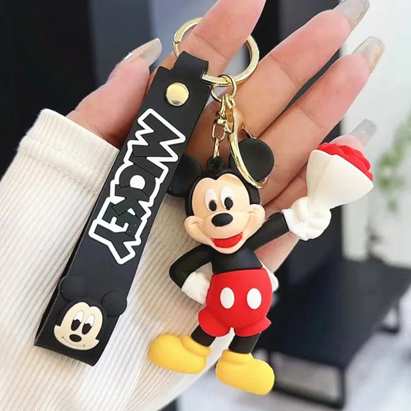 Wholesale Anime Disney Keychain New Mickey Mouse Minnie Lilo & Stitch Doll Keyring Ornament Key Chain Car Pendant Kid Toys Gifts