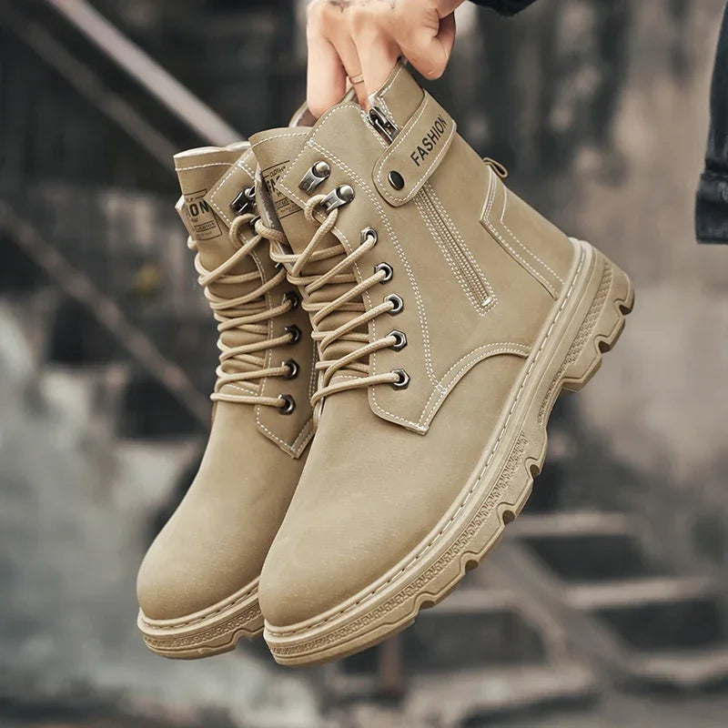 High-top boots, British style, casual and versatile, men's shoes for workwear