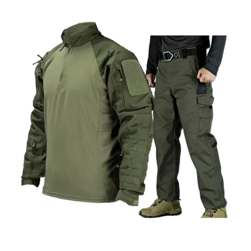 Tactical Suit Set Men Hunting Training Shirt Pants 2 Piece Sets Outdoor Uniform Camouflage Quick-dry Ripstop Clothing Hiking