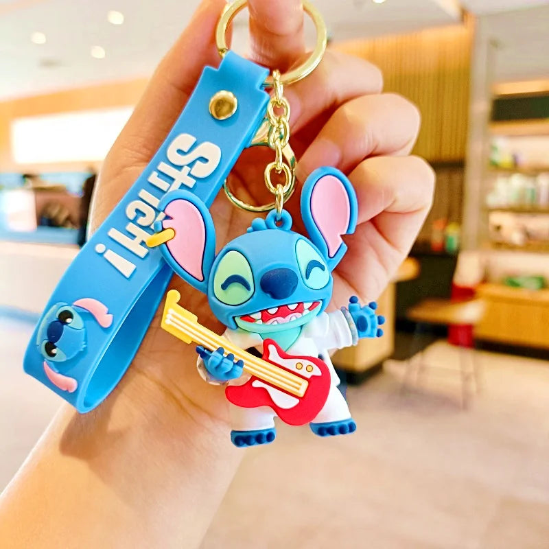 Wholesale Disney Anime Lilo & Stitch Pendant Keychains Holder Car Key Chain Key Ring Mobile Phone Bag Hanging Jewelry Gifts