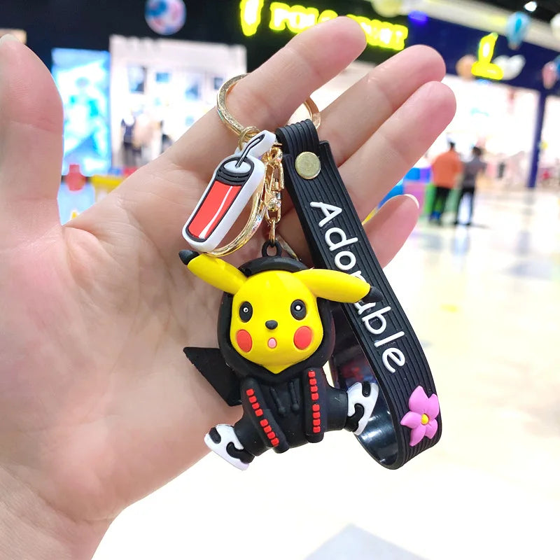 New Pokemon Pikachu Keychain Anime Cartoon Key Chain Charmander Psyduck Fashion Bag Keyring Pendant Accessories Toys Kids Gifts