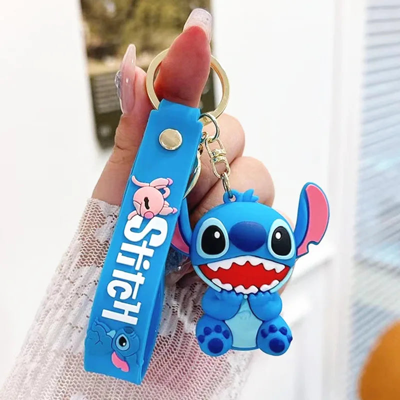 Wholesale Anime Disney Keychain New Mickey Mouse Minnie Lilo & Stitch Doll Keyring Ornament Key Chain Car Pendant Kid Toys Gifts