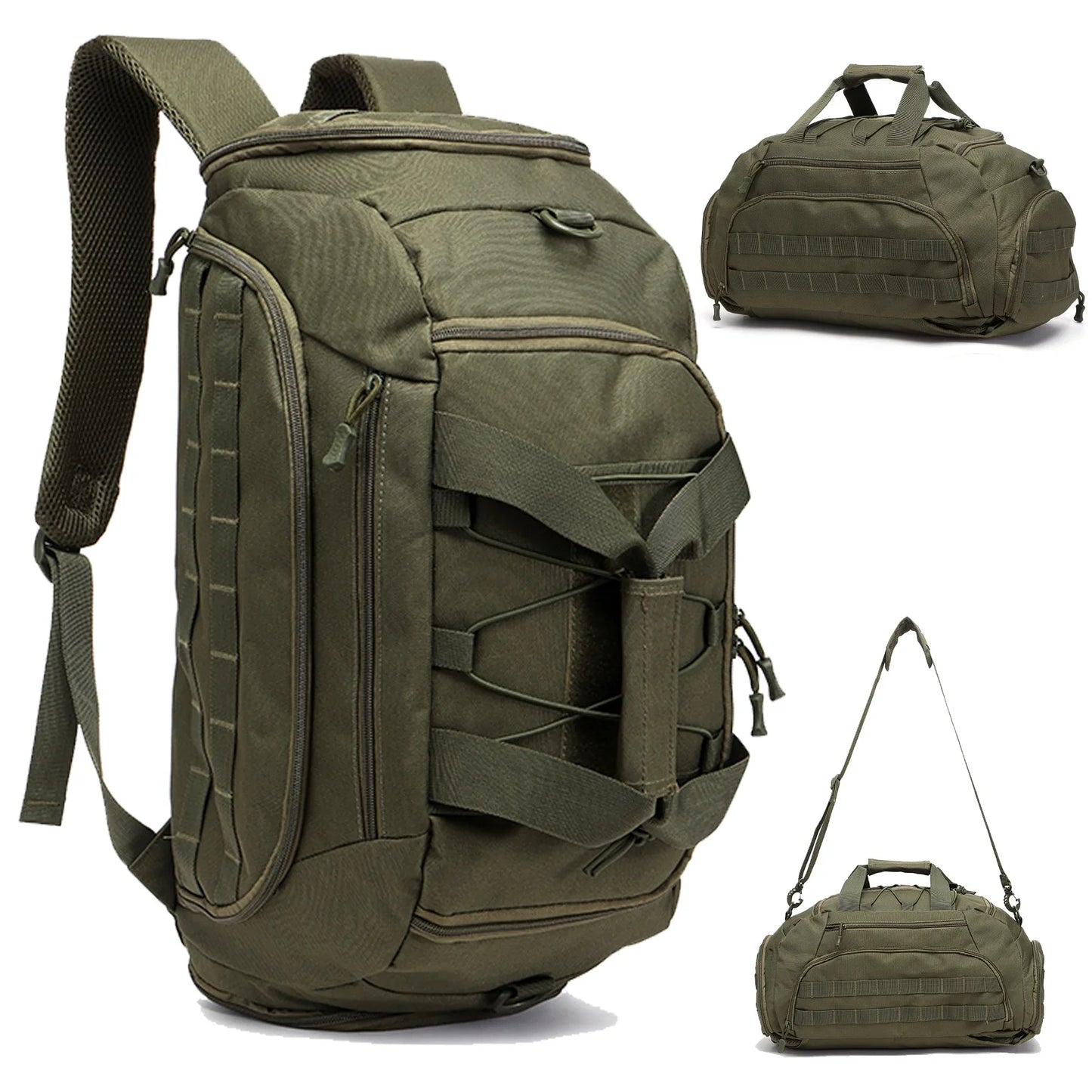 Gym Backpack with Shoe Compartment Convertible Duffel Sling Bag for Men Women Weekender Overnight Bag 3-in-1 Tactical Travel Bag